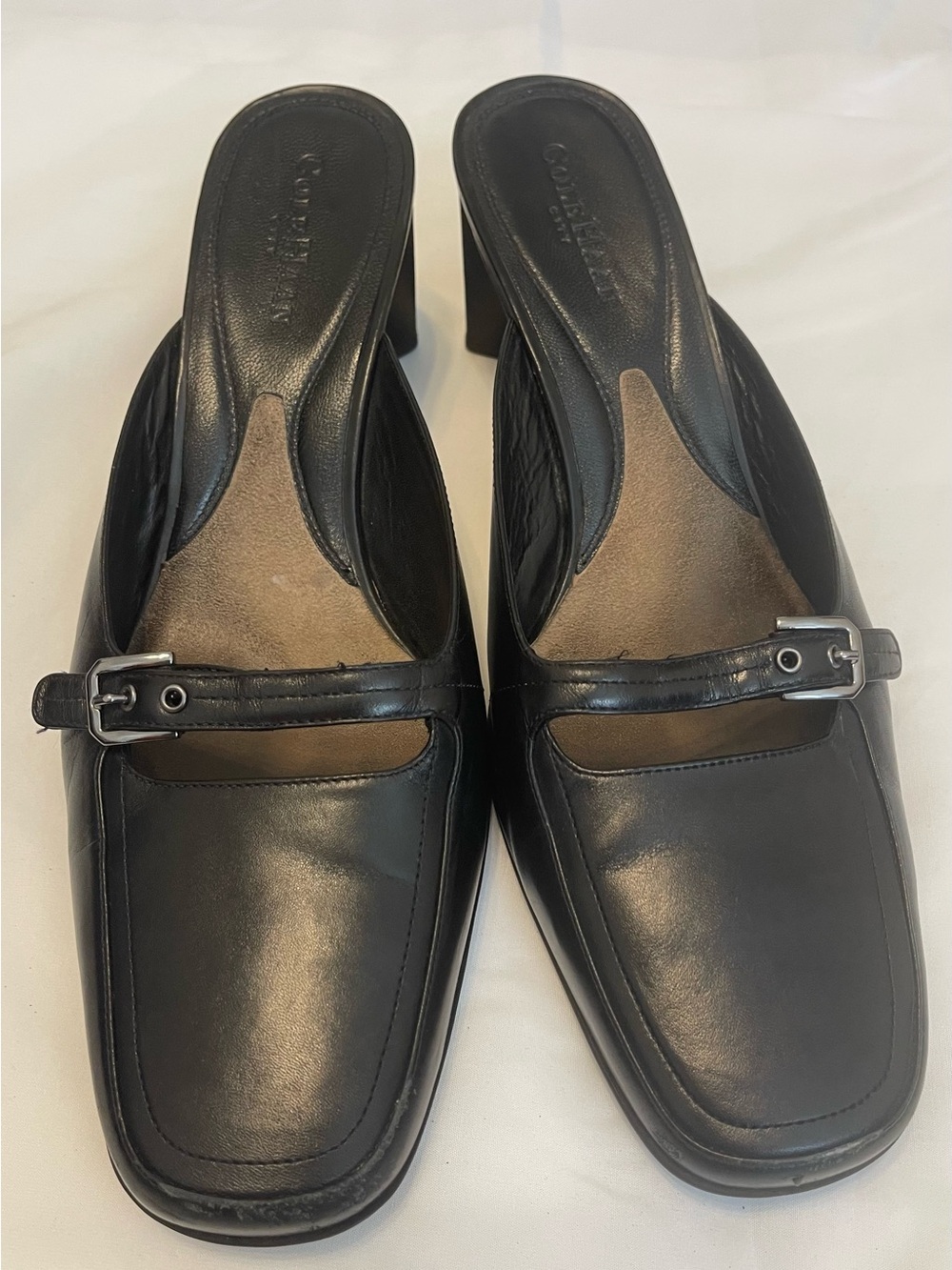 Cole Haan City Women’s Black Leather Mary Jane Mule Heels Size 10B